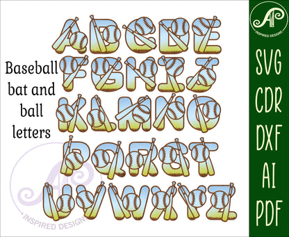 Baseball bulk alphabet letter set. 114 letter options