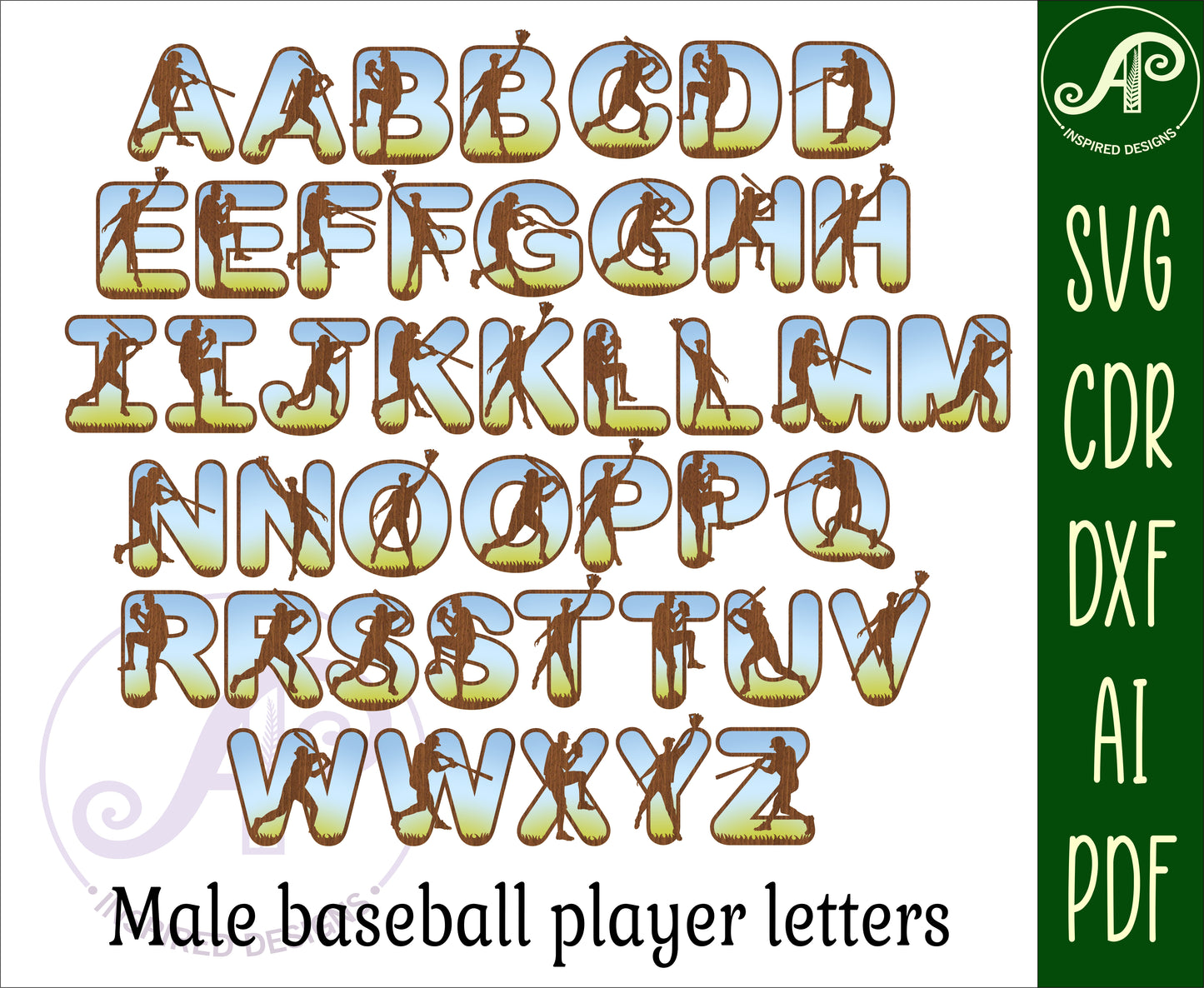 Baseball bulk alphabet letter set. 114 letter options