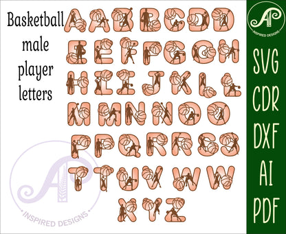 Basketball bulk alphabet letter set. 112 letter options