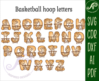 Basketball bulk alphabet letter set. 112 letter options