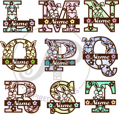 Bunny layered monogram sign SVG / DXF / AI / PDF / CDR