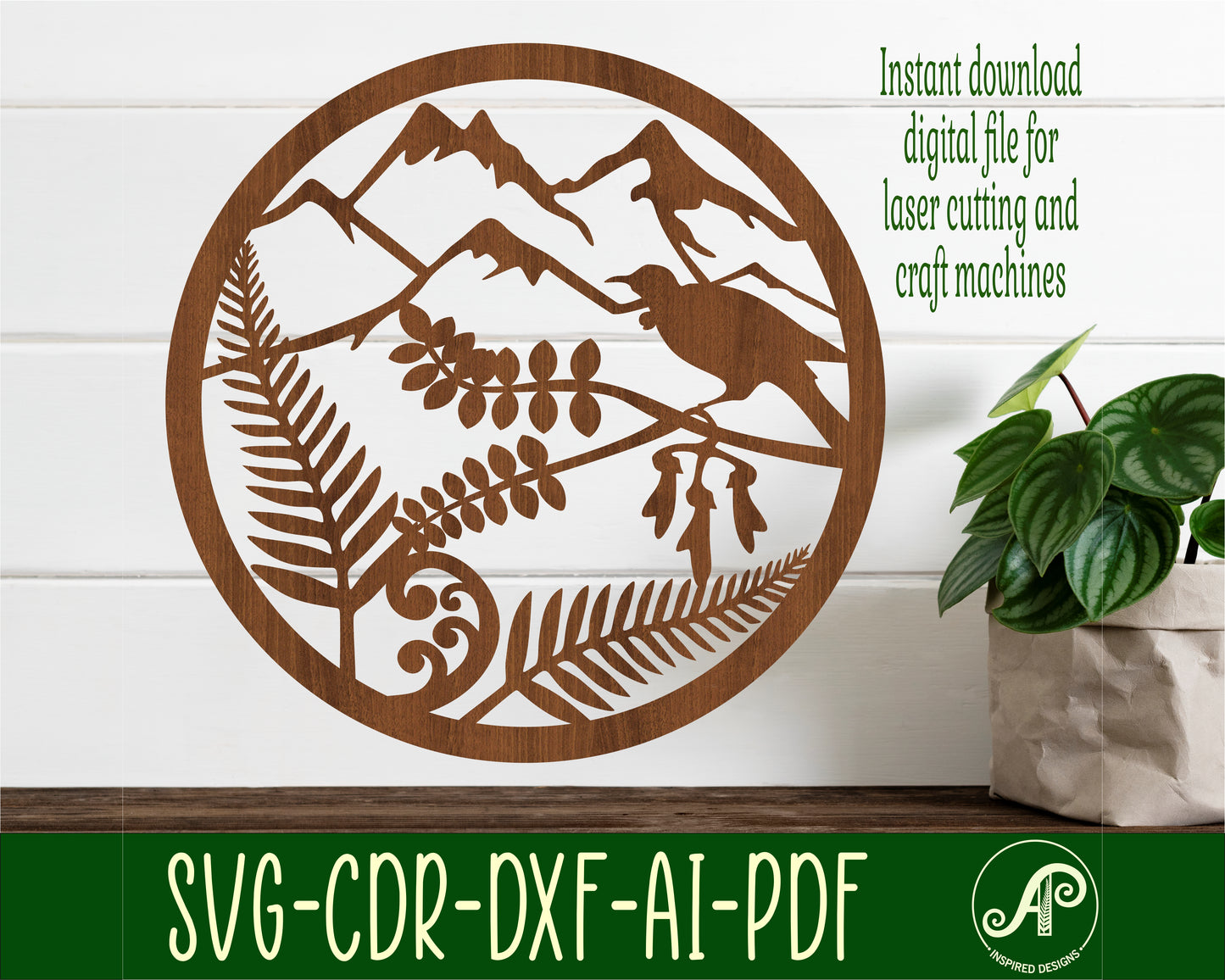 Scene round NZ wall sign design SVG / DXF / AI / PDF / CDR