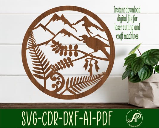 Scene round NZ wall sign design SVG / DXF / AI / PDF / CDR