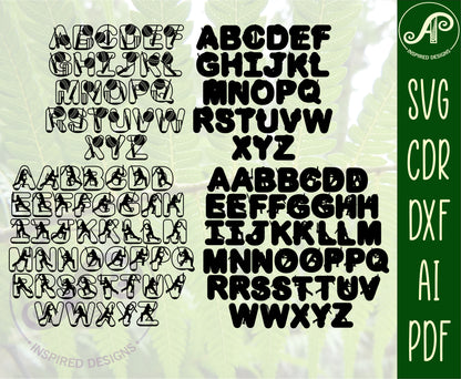 Cricket alphabet letter set. 70 letter options