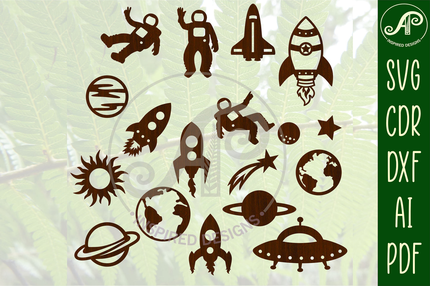 Space designs, 17 silhouette shapes