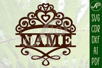 Crown shape name sign SVG / DXF / AI / PDF / CDR