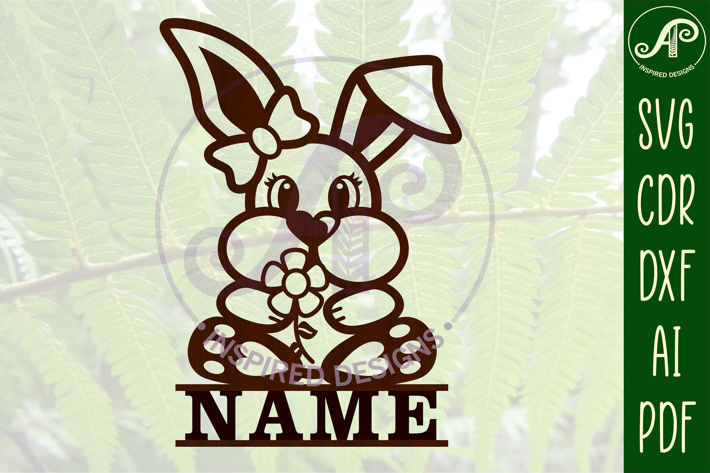 Bunny shape name sign SVG / DXF / AI / PDF / CDR