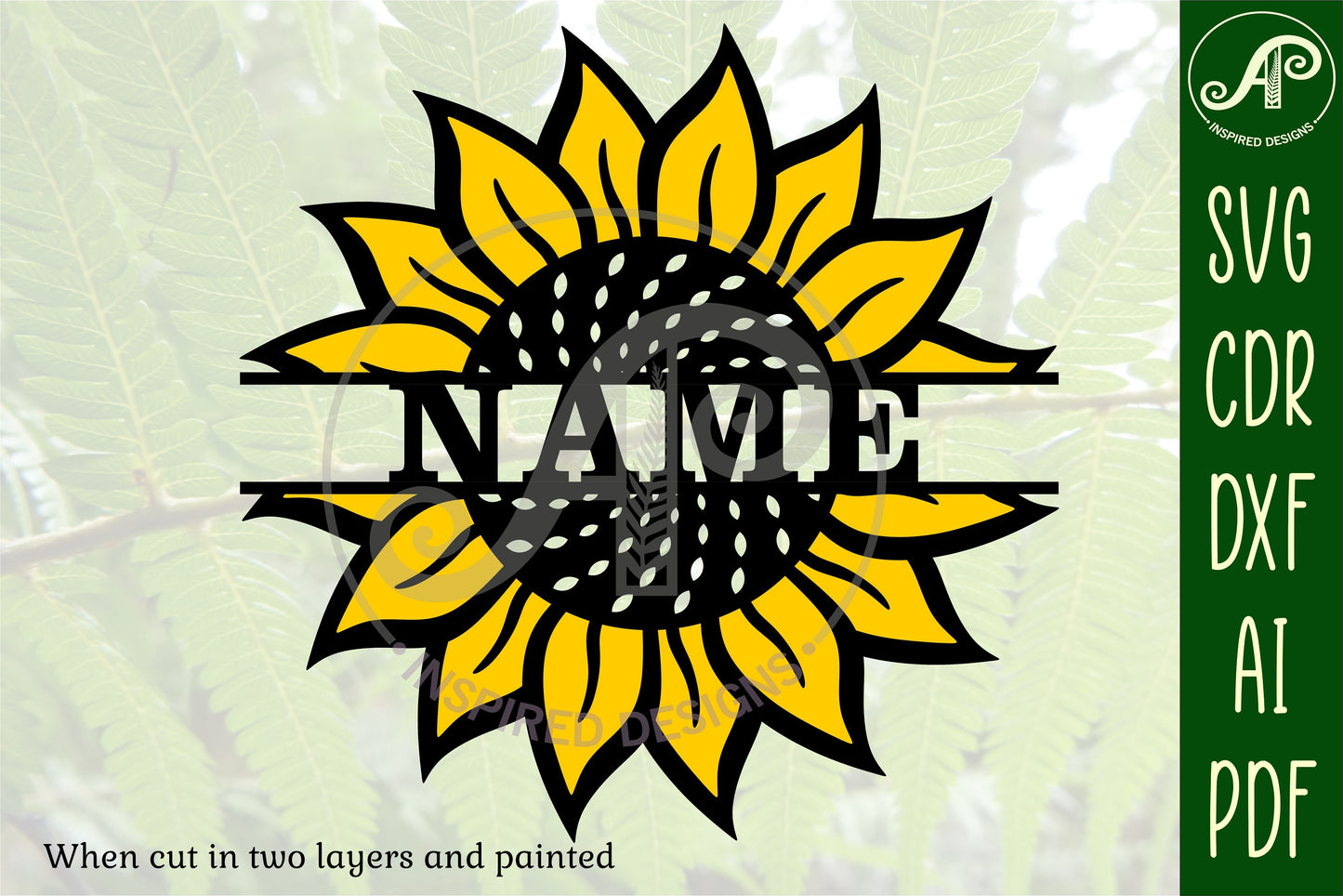 Sunflower shape name sign SVG / DXF / AI / PDF / CDR