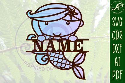 Mermaid shape name sign SVG / DXF / AI / PDF / CDR