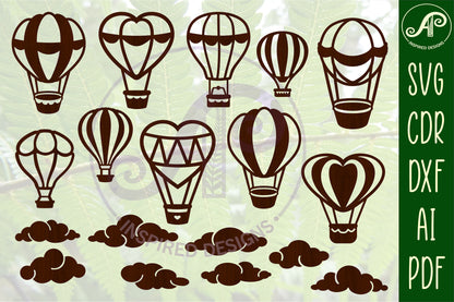 Hot air balloons designs, 10 silhouette shapes