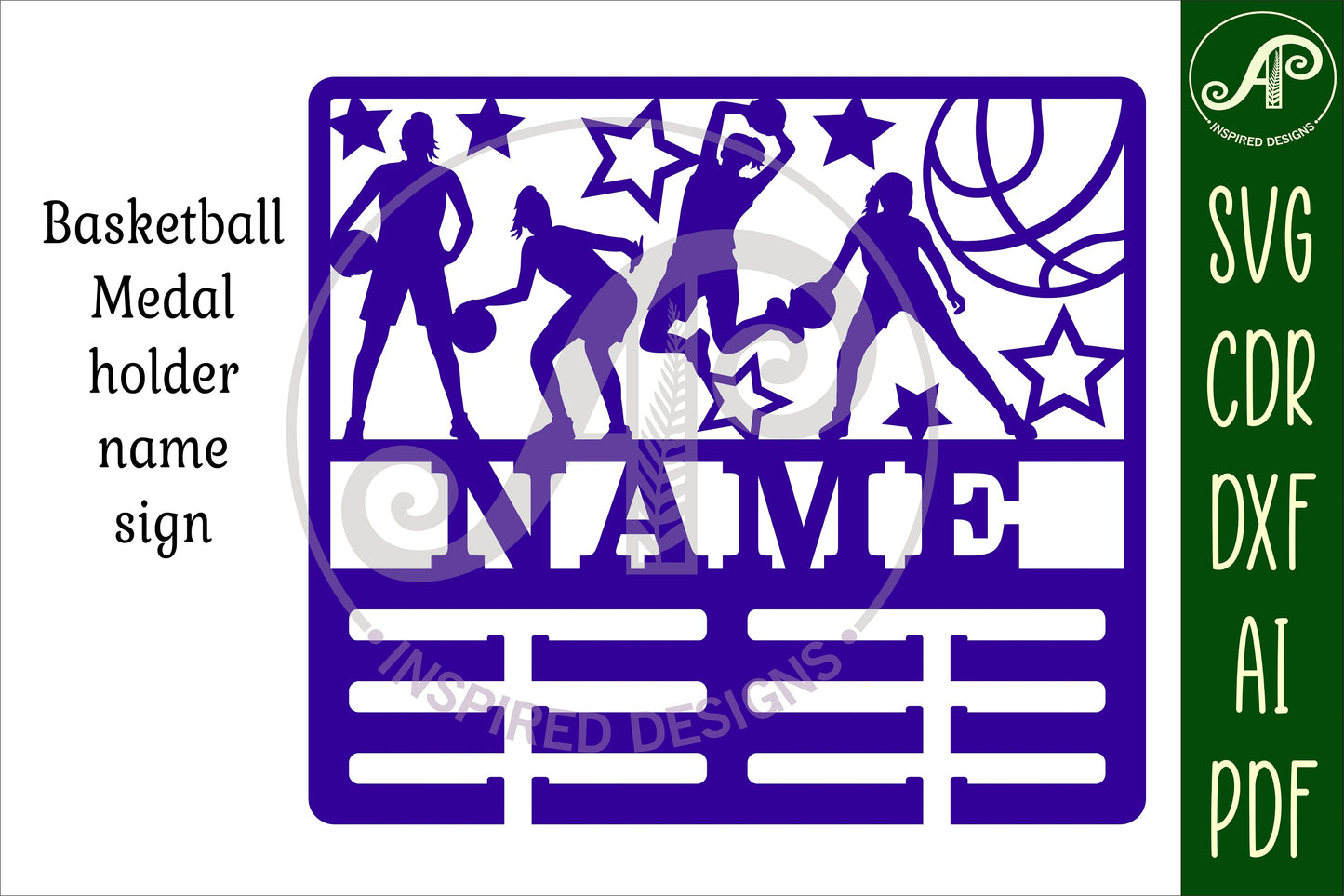 Basketball female medal holder sign SVG / DXF / AI / PDF / CDR