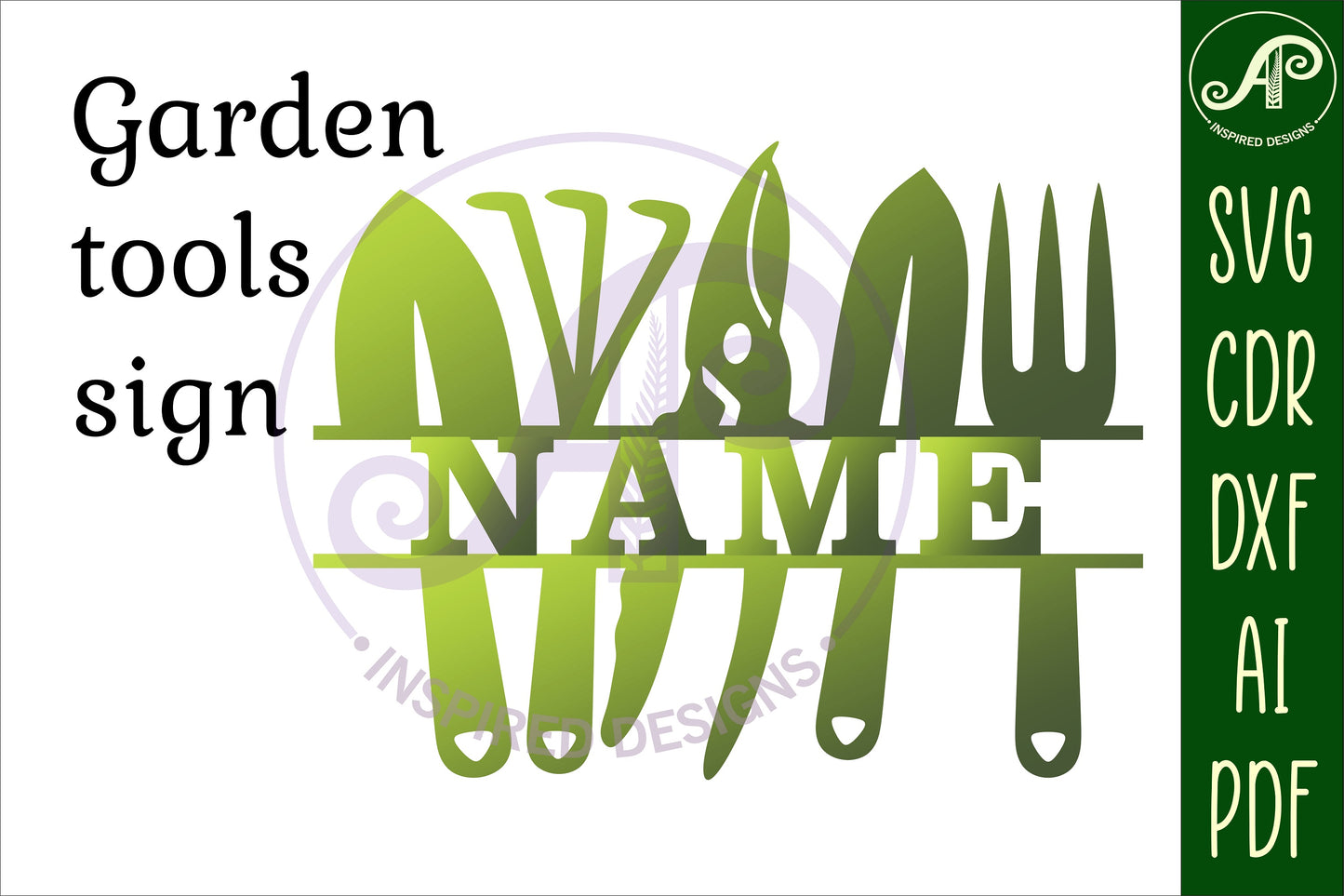 Garden tool simple shape name sign SVG / DXF / AI / PDF / CDR