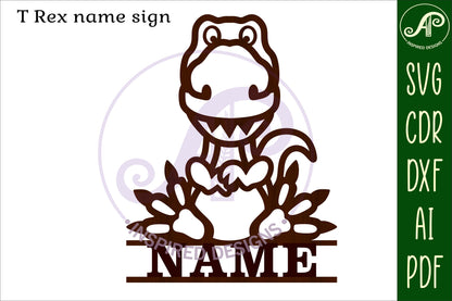 Dinosaur shape name sign SVG / DXF / AI / PDF / CDR