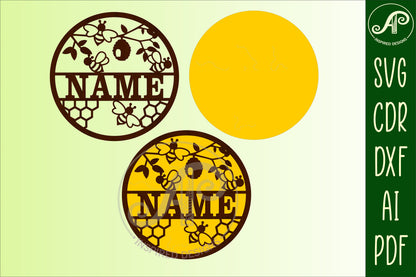 Bees name wall sign. SVG / DXF / AI / PDF / CDR