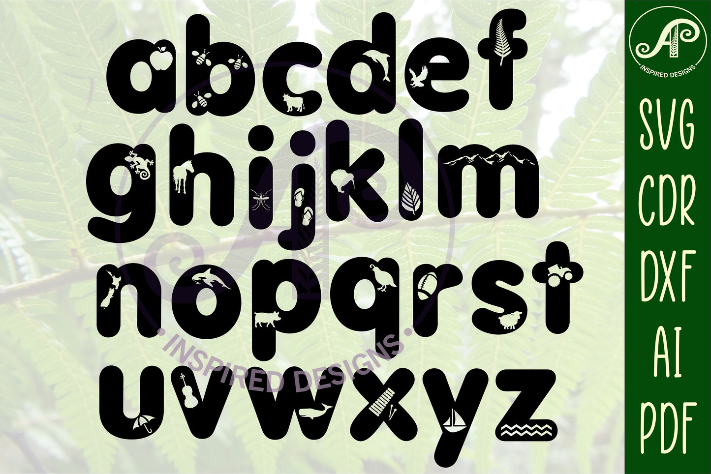 New Zealand cut outs alphabet letter set. full capital and lower case letter options