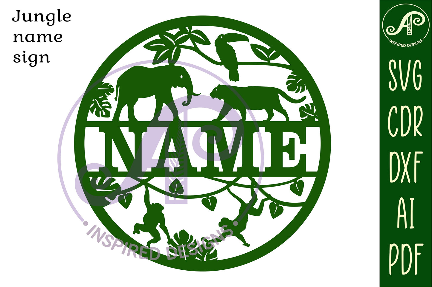 Jungle name wall sign. SVG / DXF / AI / PDF / CDR