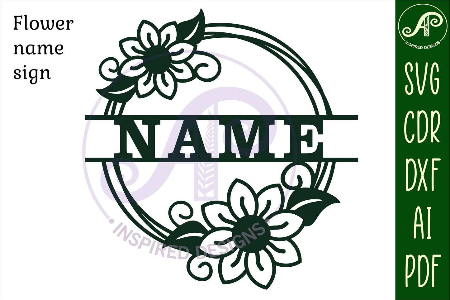 Flower wreath shape name sign SVG / DXF / AI / PDF / CDR