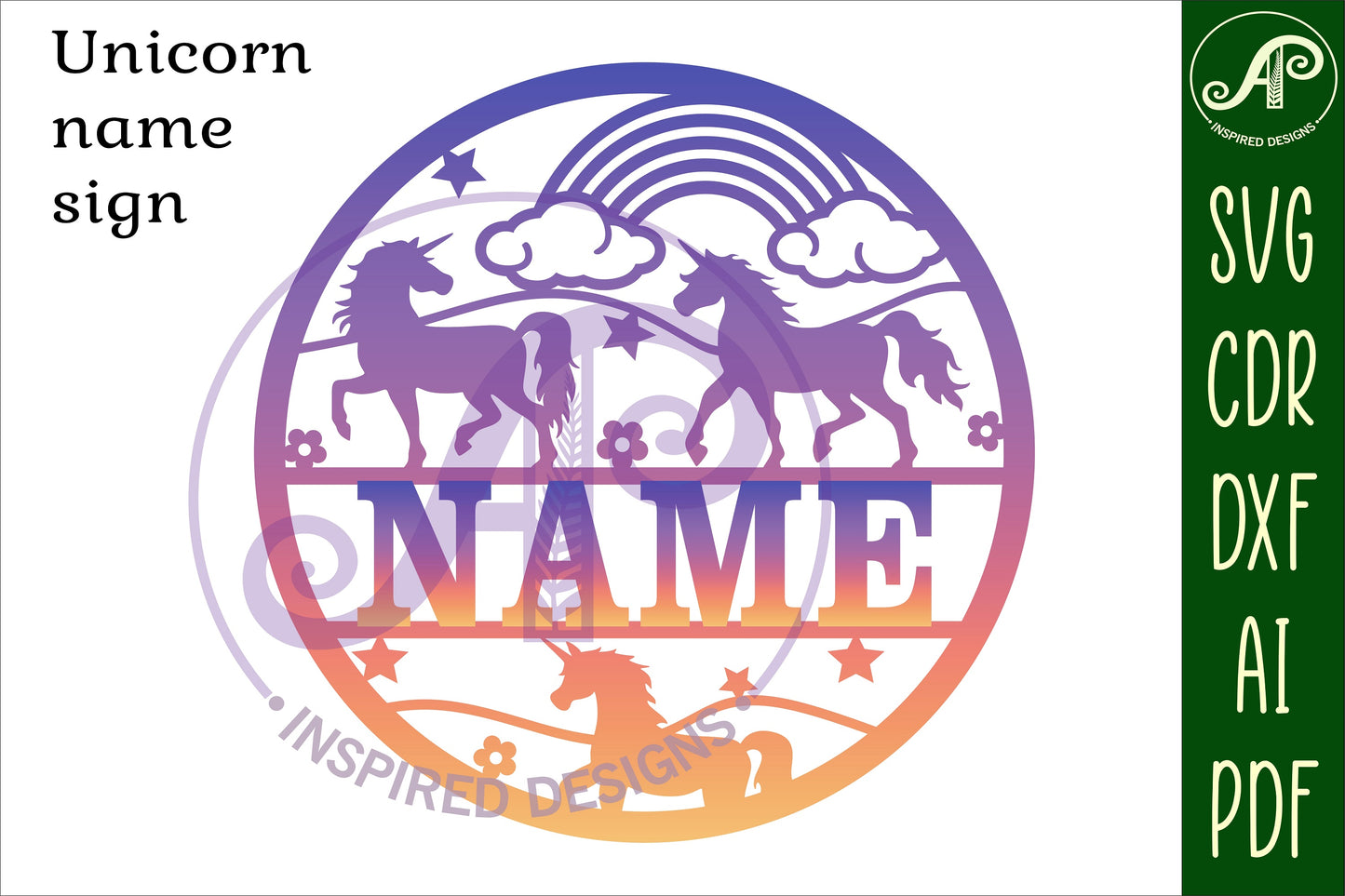 Unicorns name wall sign. SVG / DXF / AI / PDF / CDR