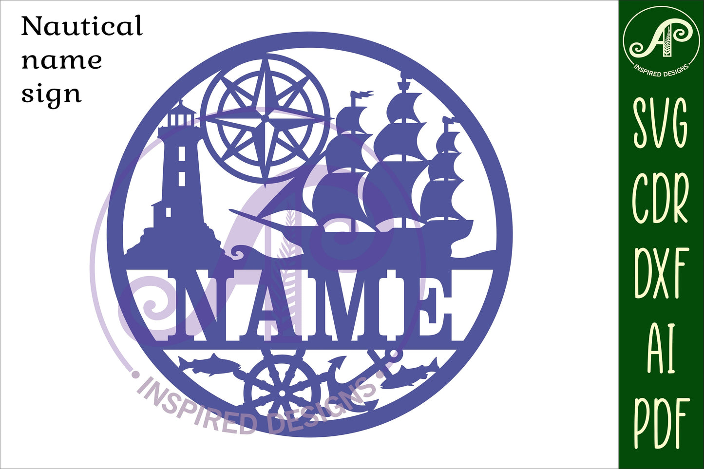 Nautical name wall sign. SVG / DXF / AI / PDF / CDR