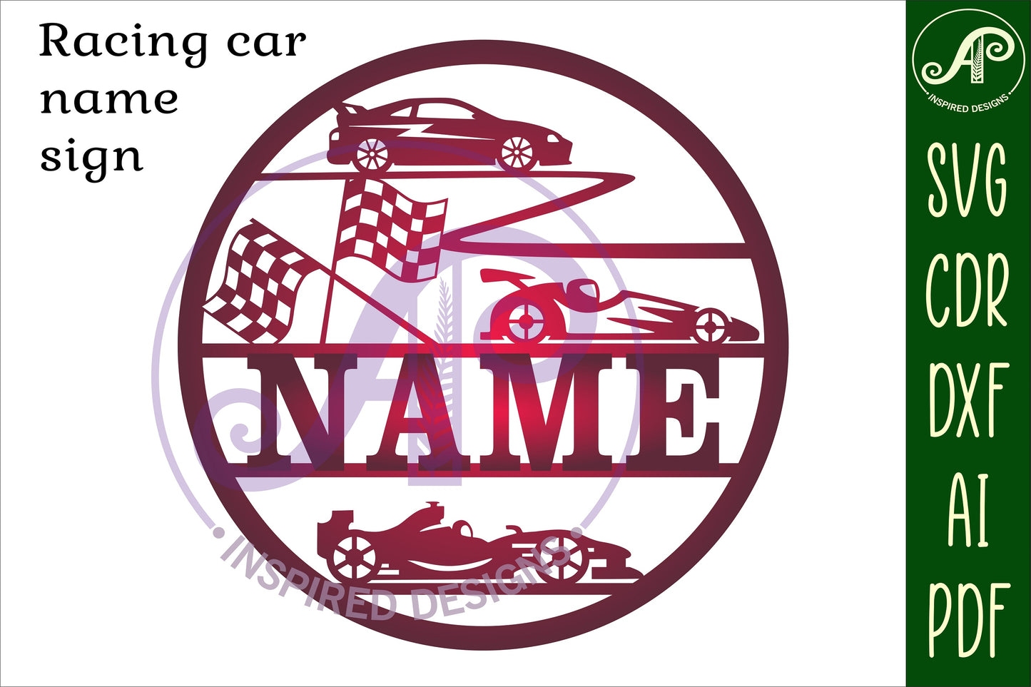 Racing cars name wall sign. SVG / DXF / AI / PDF / CDR