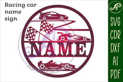 Racing cars name wall sign. SVG / DXF / AI / PDF / CDR