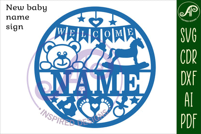 New Baby name wall sign. SVG / DXF / AI / PDF / CDR