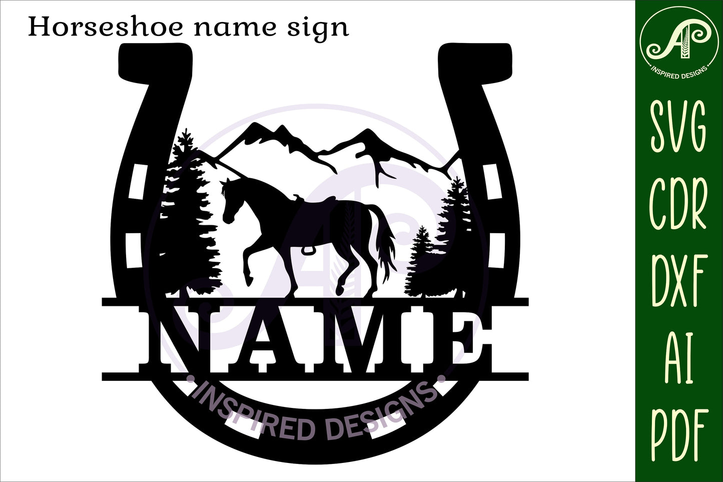 Horse shoe shape name sign SVG / DXF / AI / PDF / CDR