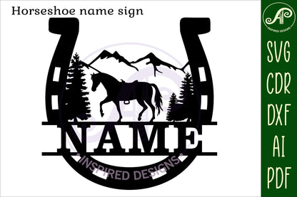 Horse shoe shape name sign SVG / DXF / AI / PDF / CDR