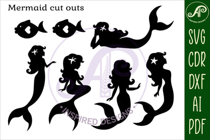 Mermaid designs, 15 silhouette shapes