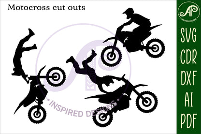 Motocross, motorbike designs, 11 silhouette shapes