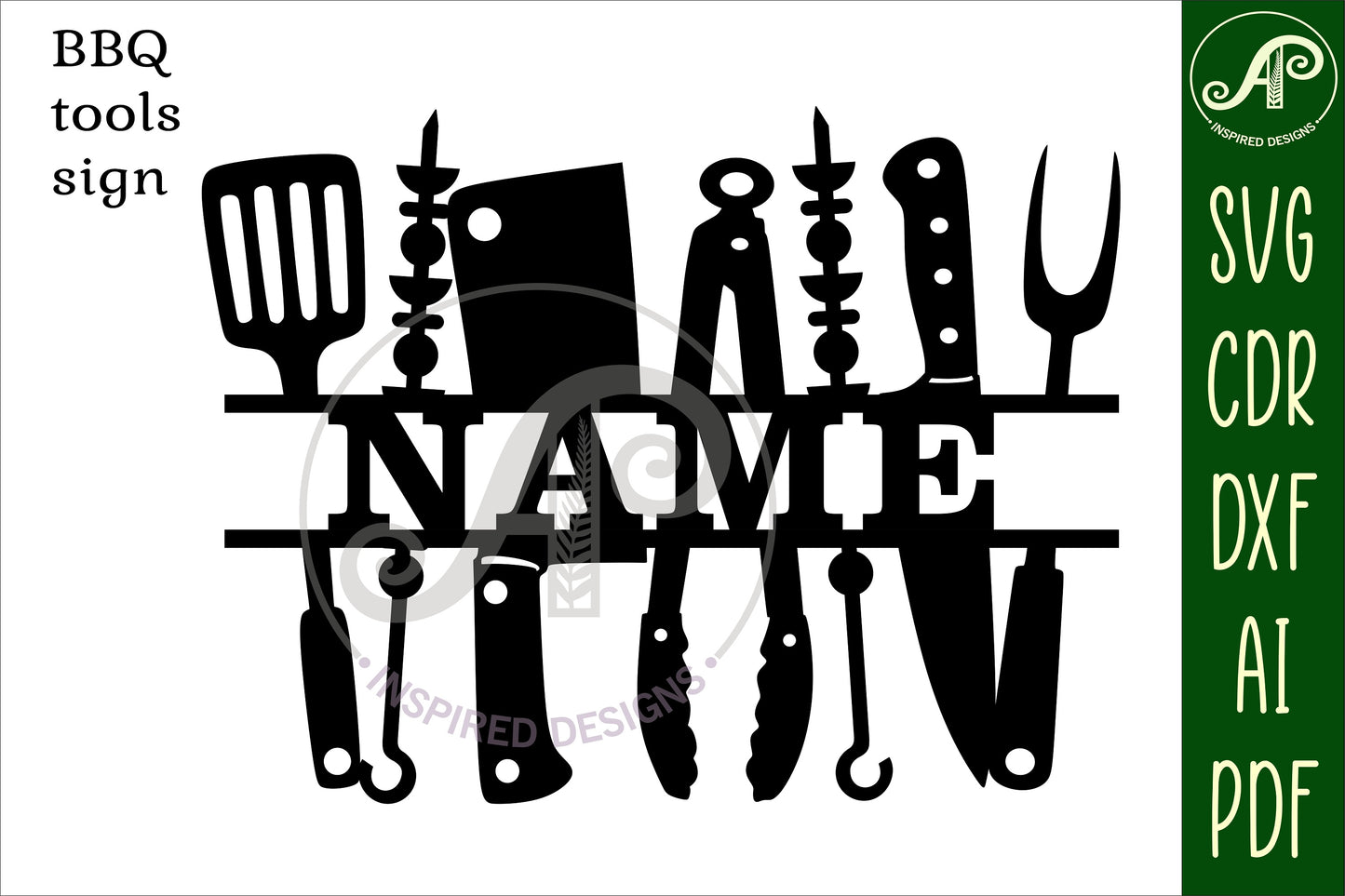 BBQ shape name sign SVG / DXF / AI / PDF / CDR