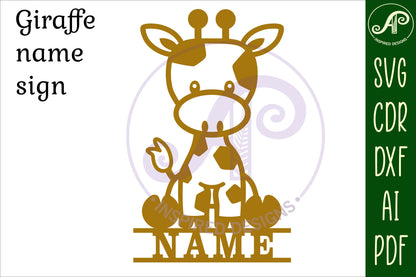 Giraffe shape name sign SVG / DXF / AI / PDF / CDR