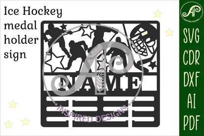 Ice Hockey male medal holder sign. SVG / DXF / AI / PDF / CDR