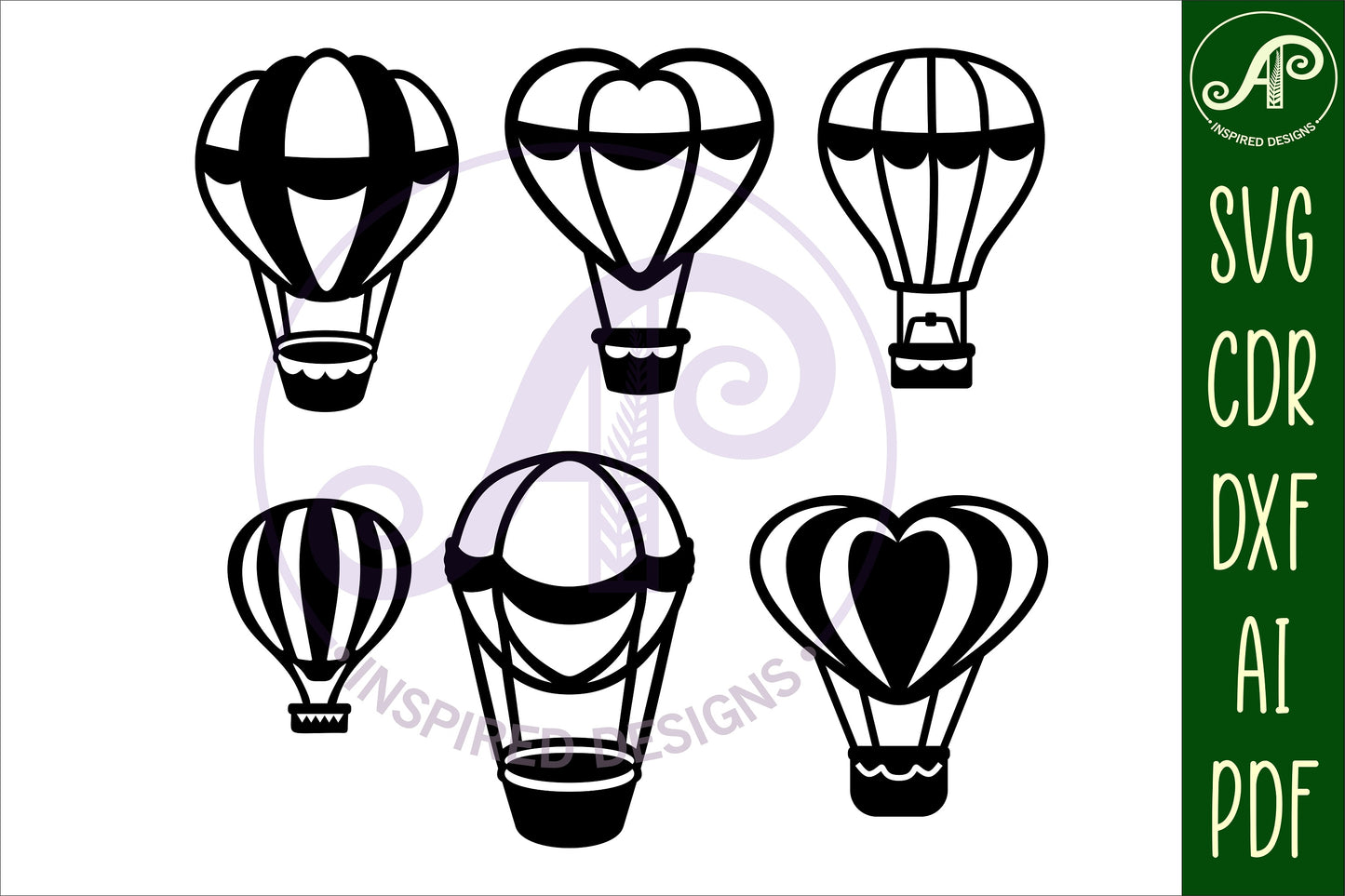 Hot air balloons designs, 10 silhouette shapes