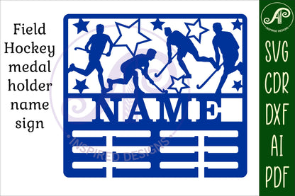 Field hockey male medal holder sign. SVG / DXF / AI / PDF / CDR