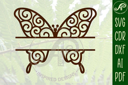 Swirl butterfly shape name sign SVG / DXF / AI / PDF / CDR