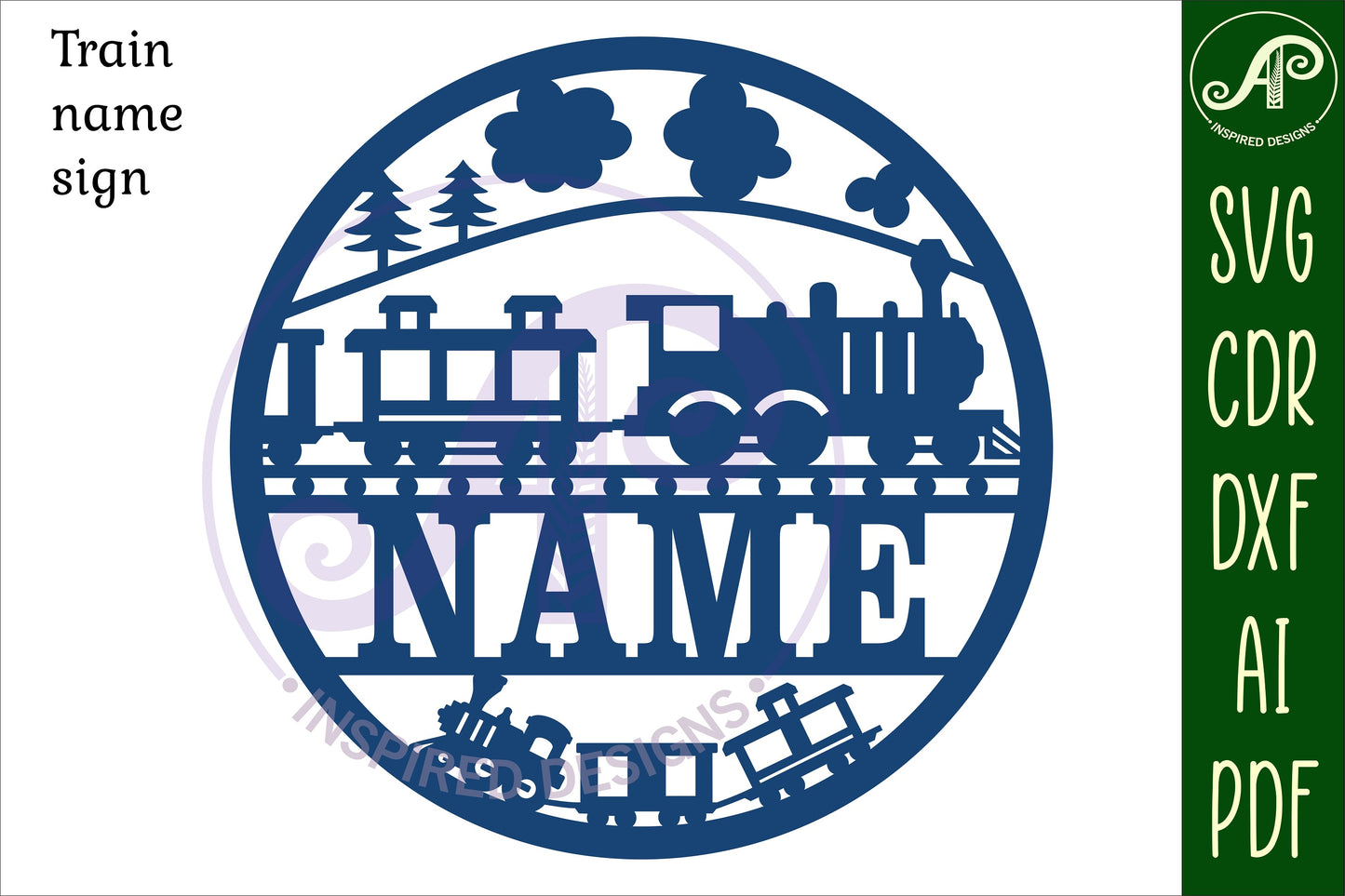 Train name wall sign. SVG / DXF / AI / PDF / CDR