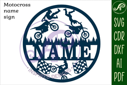 Motocross name wall sign. SVG / DXF / AI / PDF / CDR