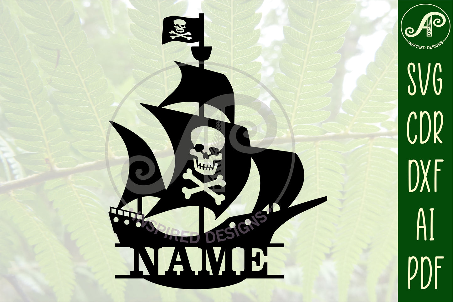 Pirate ship shape name sign SVG / DXF / AI / PDF / CDR