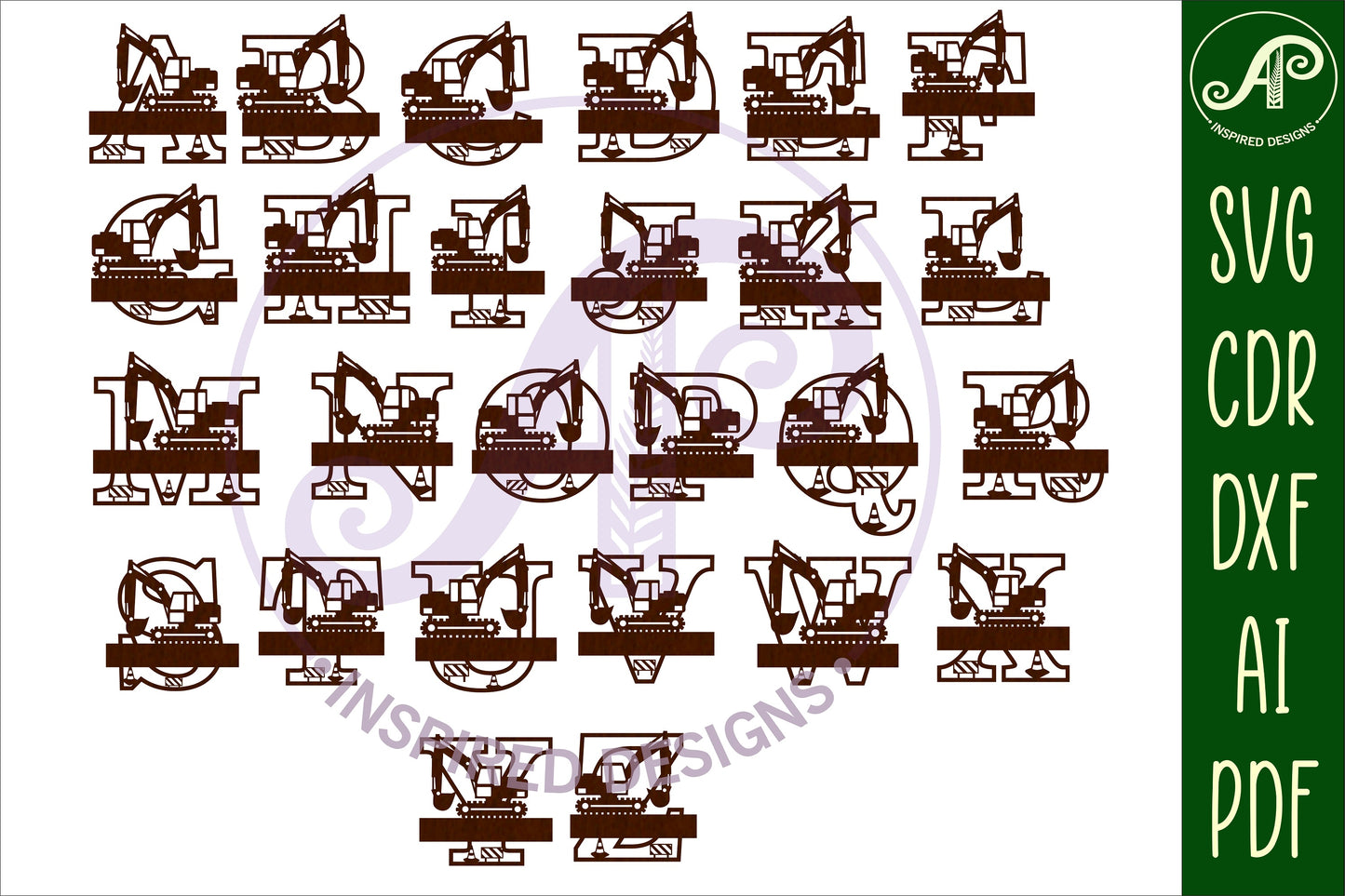 Digger layered monogram sign SVG / DXF / AI / PDF / CDR