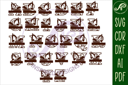 Digger layered monogram sign SVG / DXF / AI / PDF / CDR