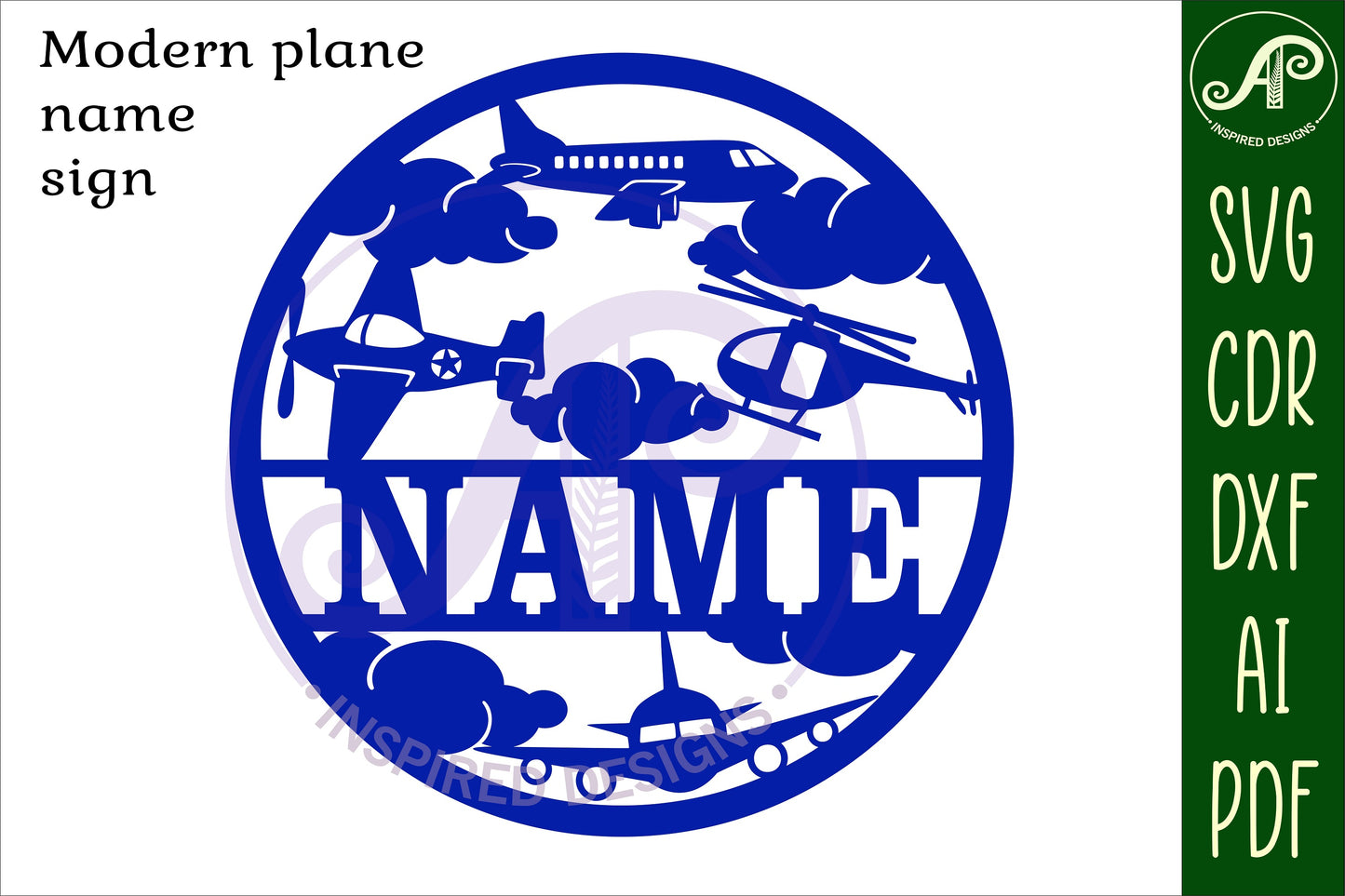 Modern planes name wall sign. SVG / DXF / AI / PDF / CDR