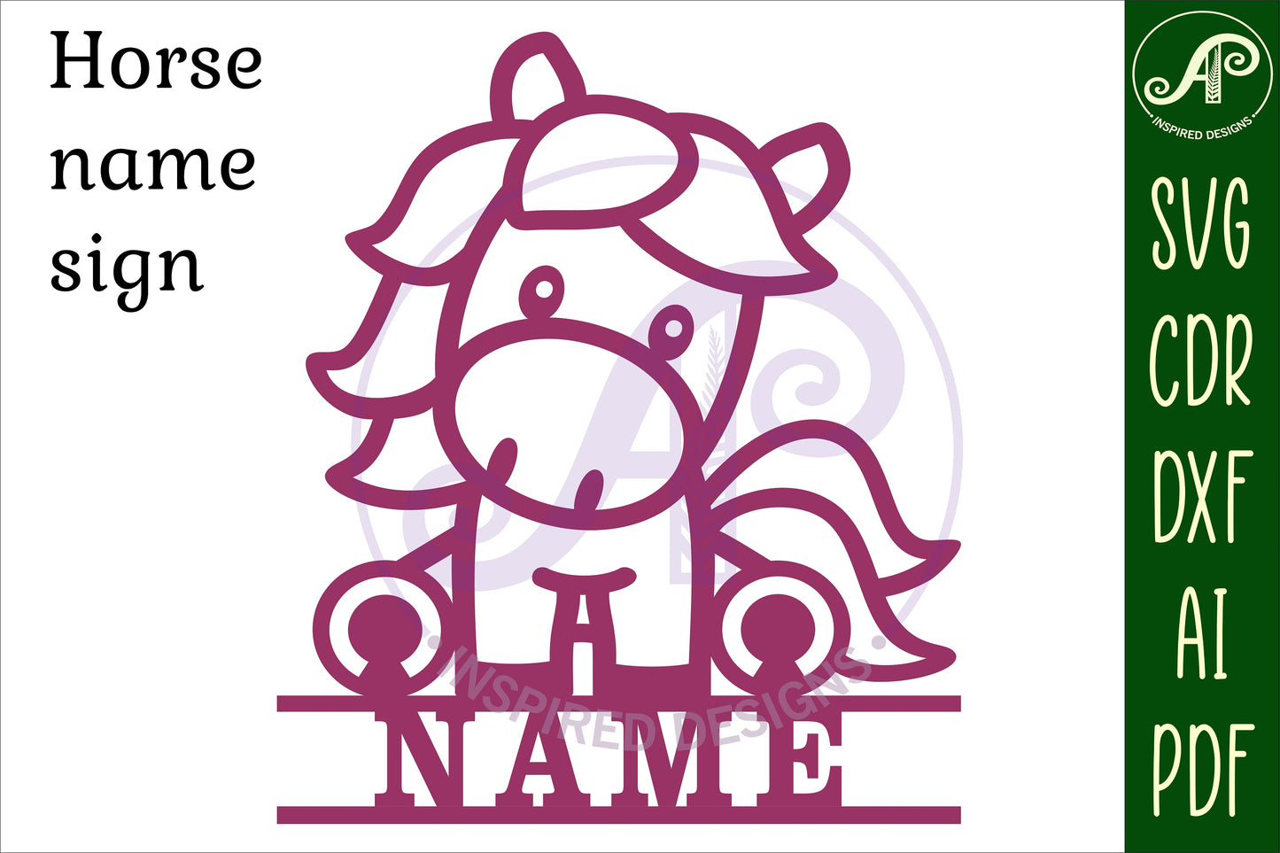 Horse shape name sign SVG / DXF / AI / PDF / CDR