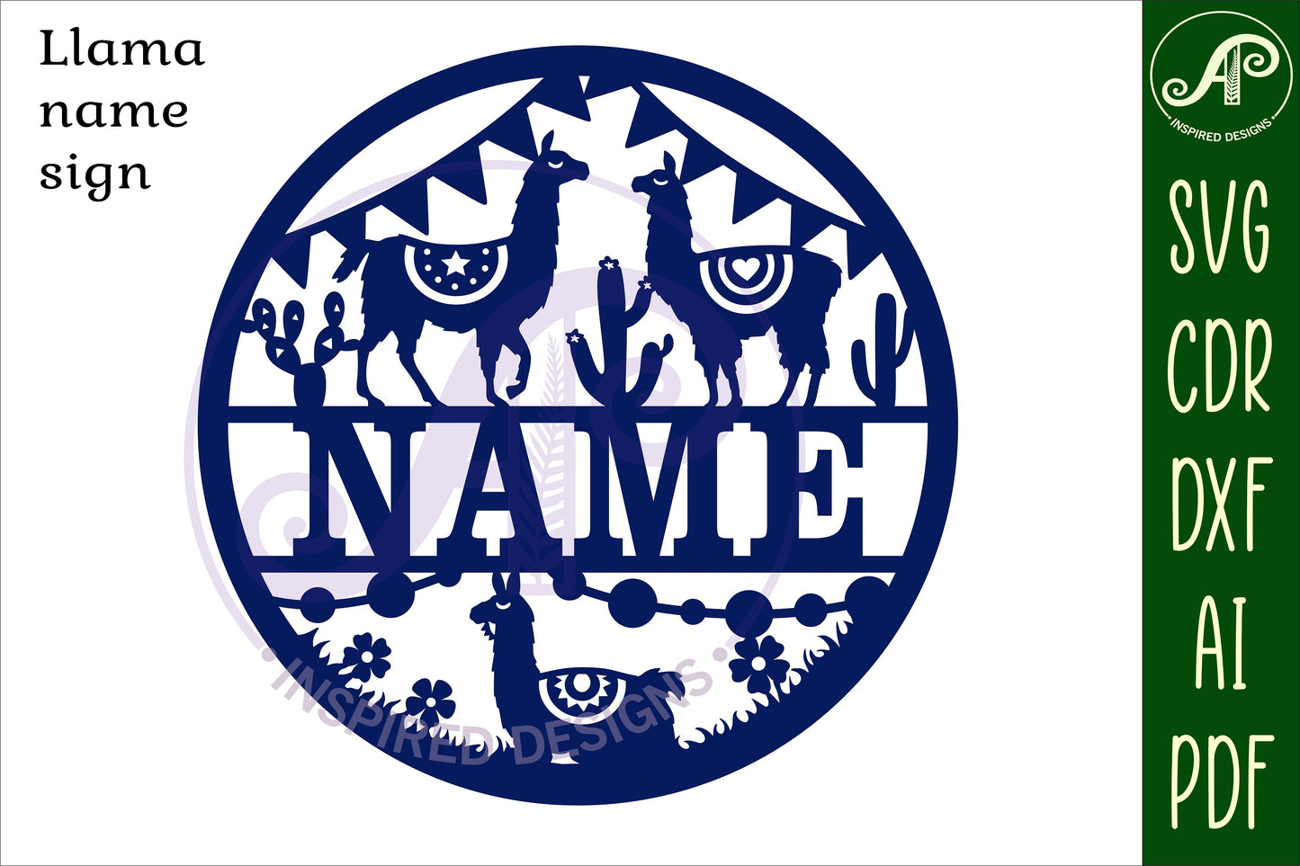 Llama name wall sign. SVG / DXF / AI / PDF / CDR