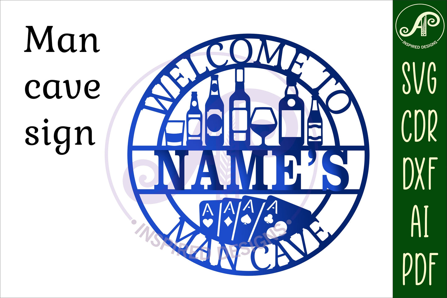 Man cave cards name wall sign. SVG / DXF / AI / PDF / CDR