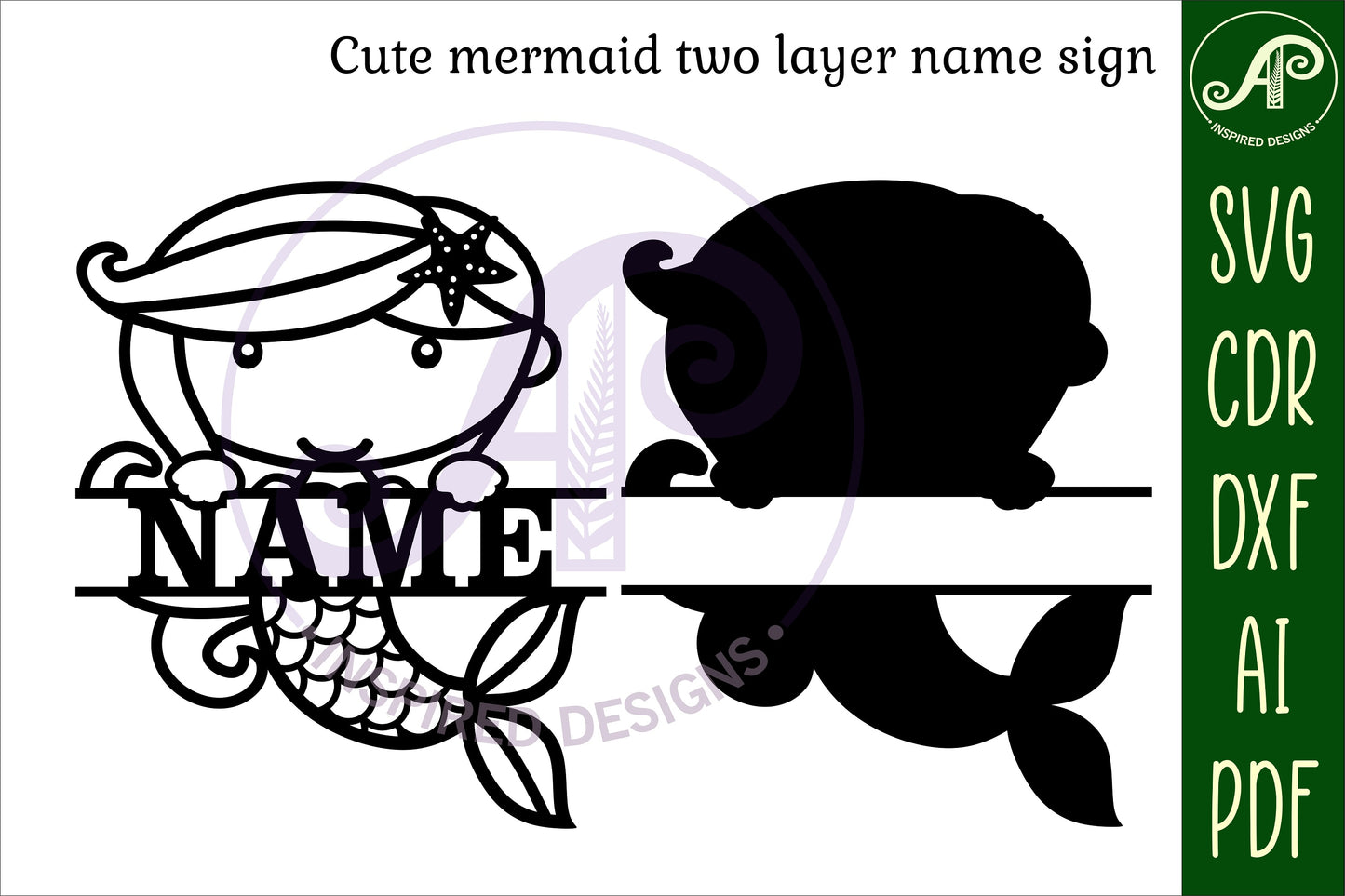 Mermaid shape name sign SVG / DXF / AI / PDF / CDR