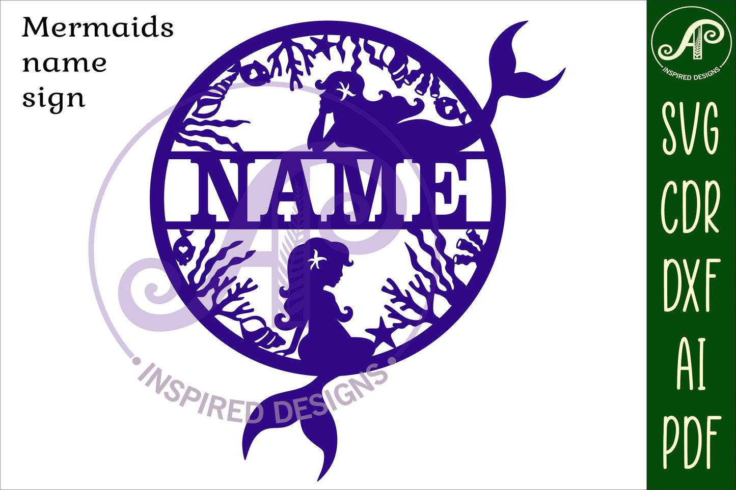 Mermaids name wall sign. SVG / DXF / AI / PDF / CDR