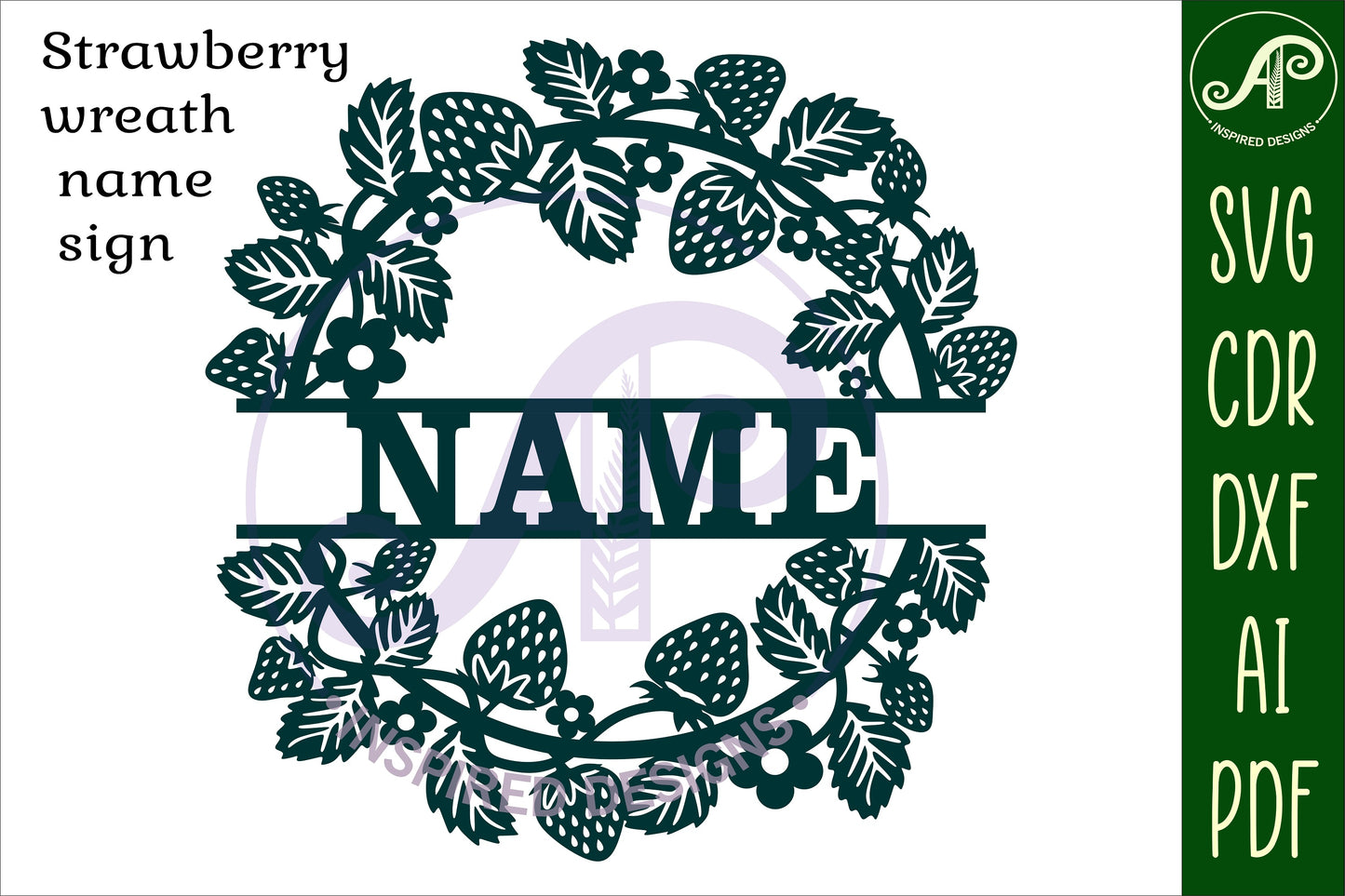 Strawberry shape name sign SVG / DXF / AI / PDF / CDR