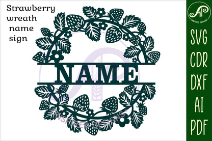 Strawberry shape name sign SVG / DXF / AI / PDF / CDR