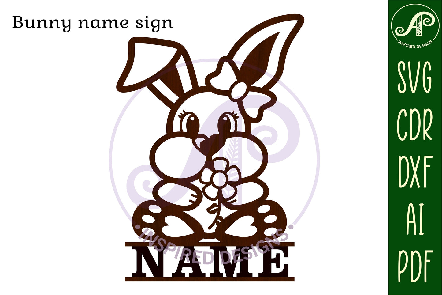 Bunny shape name sign SVG / DXF / AI / PDF / CDR